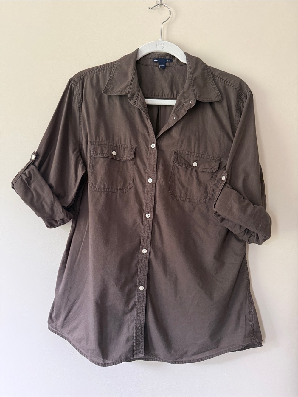GAP Brown Button-Front Utility Shirt